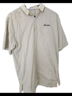 Peter Millar Polo Shirt Mens M Yellow Striped Cotton ShortSleeve Golf Sea Island